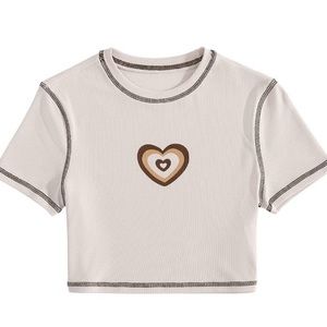 Cream crop too with brown stitching